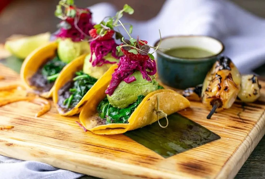Avocado tacos plated at Sol Agave