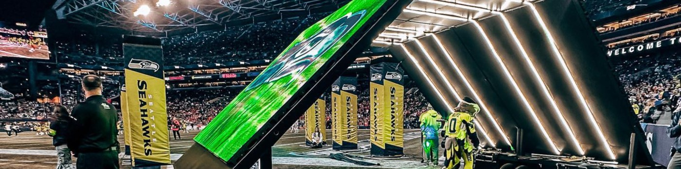 LED screen and stage build inside a stadium